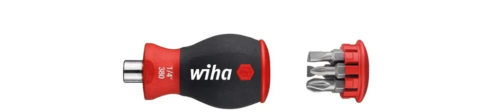 Zniżka Magnetyczny wkrętak z magazynkiem bitów płaski, Pozidriv z 6 bitami, Stubby, 1/4 380104 10382