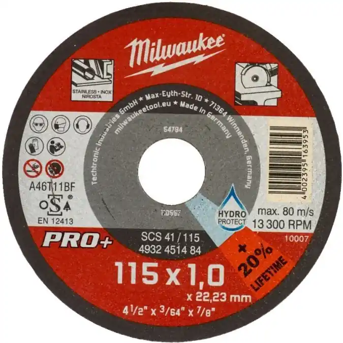 Wybór klientów Tarcza tnąca do metalu płaska 115x1 mm PRO+ MILWAUKEE