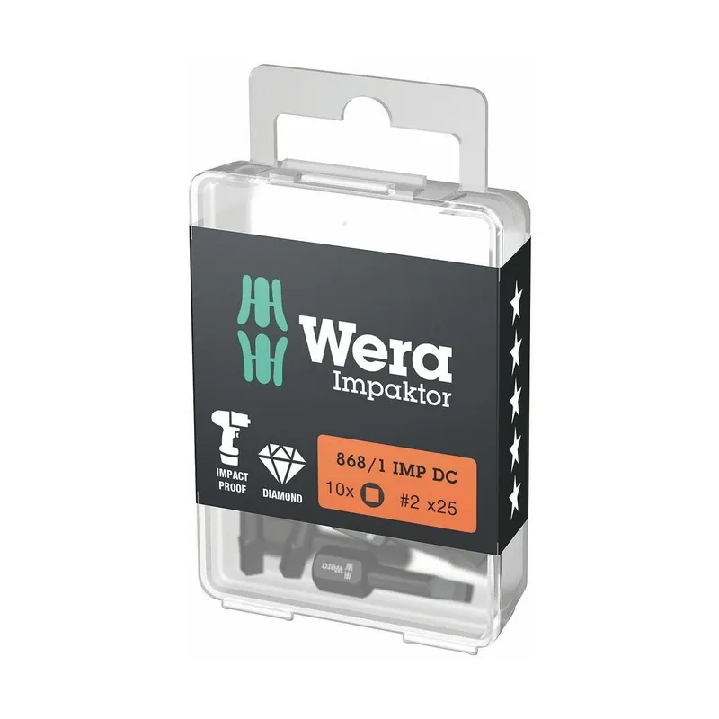 Cena promocyjna Bity Impaktor do śrub z gniazdem czworokątnym 868/1 IMP DC DIY, # 2 x 25 mm, 10 część