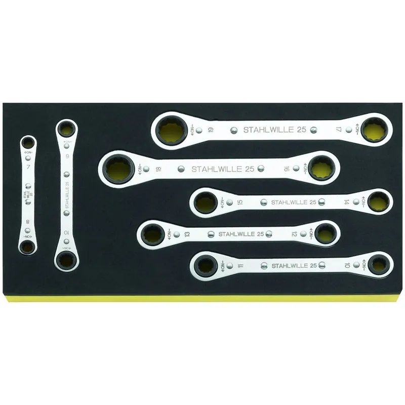 Double ring ratchet spanner set TCS 25/7 7 - 19 7 pcs Tylko dziś
