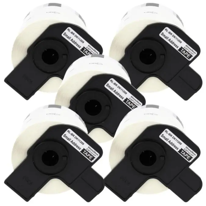 Taśma 5x DK11209 do drukarki Brother QL 62mm x 29mm biała taśma czarny /5szt./nadruk Bezpieczna płatność