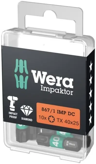 Okazja Bity Impaktor 867/1 IMP DC TORX DIY, TX 40 x 25 mm, 10 części, WERA 05057627001
