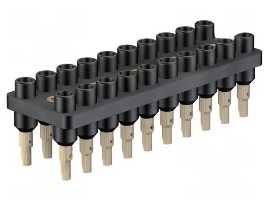 Nowy Listwa gniazdowa bananowe 2mm czarny 70VDC 10A 33VAC 12mm 63.9358‑21