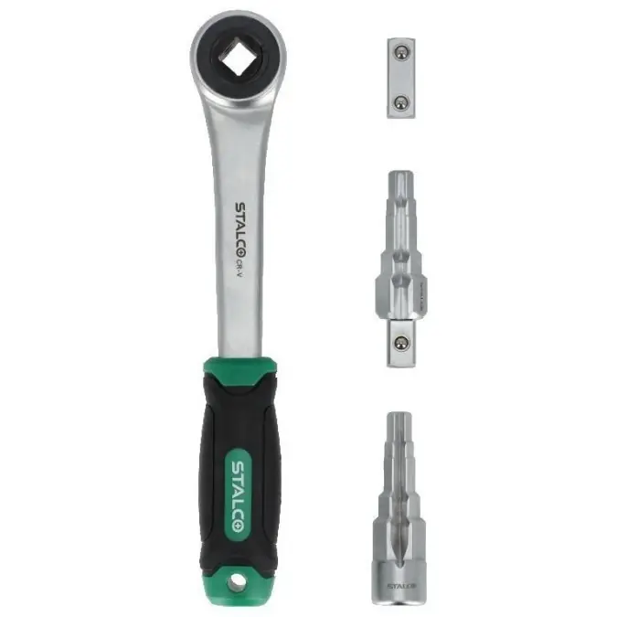 Grzechotka do kluczy sztorcowych do śrubunków, adapter 1/2” 4elem. STALCO S‑56268 Szybka dostawa