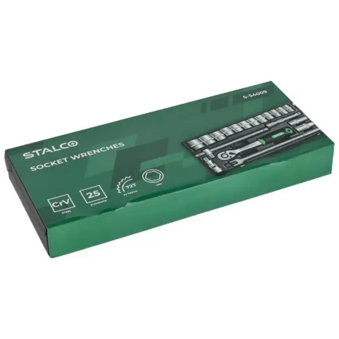 Dodaj do koszyka Zestaw kluczy nasadowych 3/4” 21 elem. metalowe pudełko STALCO S‑54007
