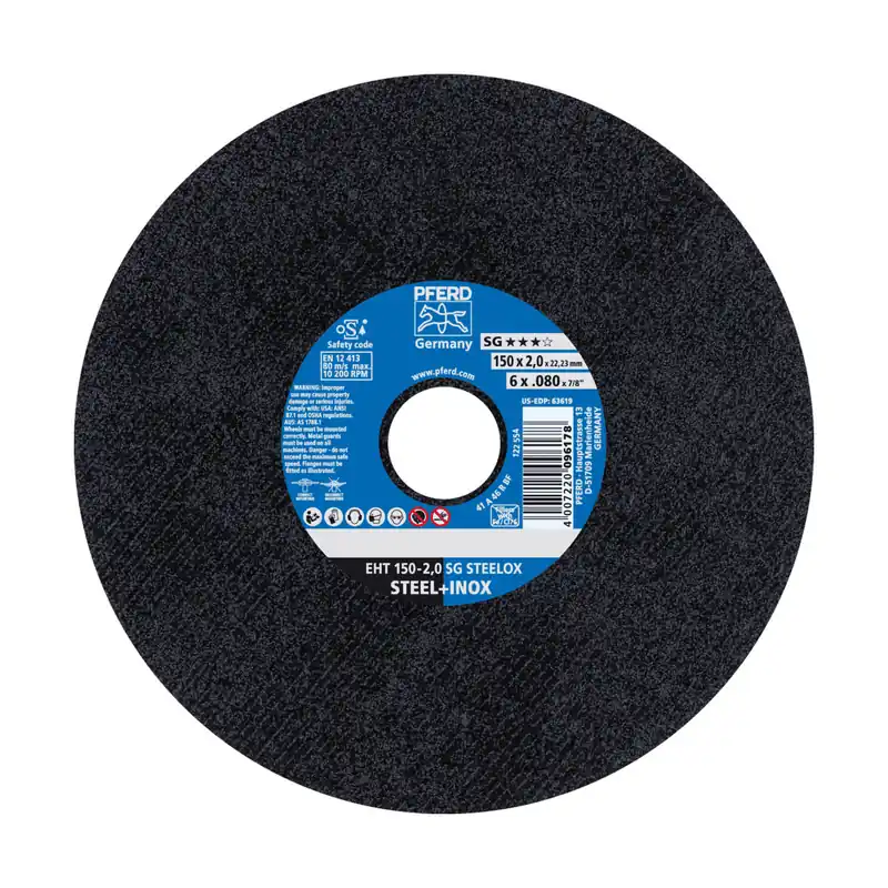 Dodaj do koszyka PFERD TOOLS Cut-off wheel EHT 150x2.0x22.23 mm flat Performance Line SG STEELOX for steel/stainless steel