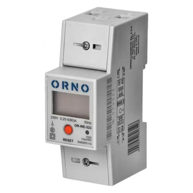 1‑fazowy wskaźnik zużycia energii elektrycznej, 80A, MID, RS485, dodatkowy wskaźnik, wyjście impulsowe, przycisk RESET,OR‑WE‑523 Oferta czasowa