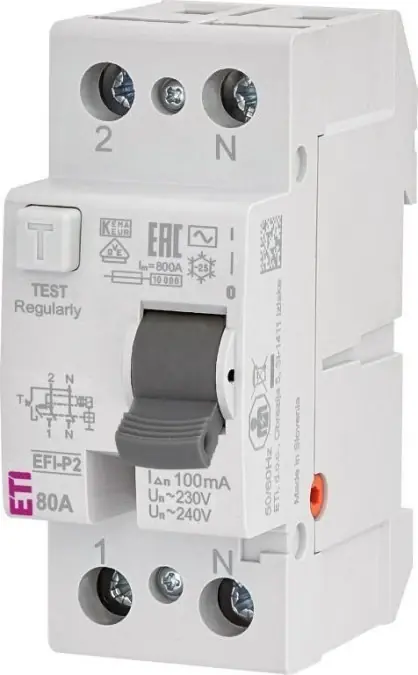 Wyłącznik różnicowoprądowy 2P 80A 0,1A EFI‑P2 AC 80/0.1 002061224 Kup online