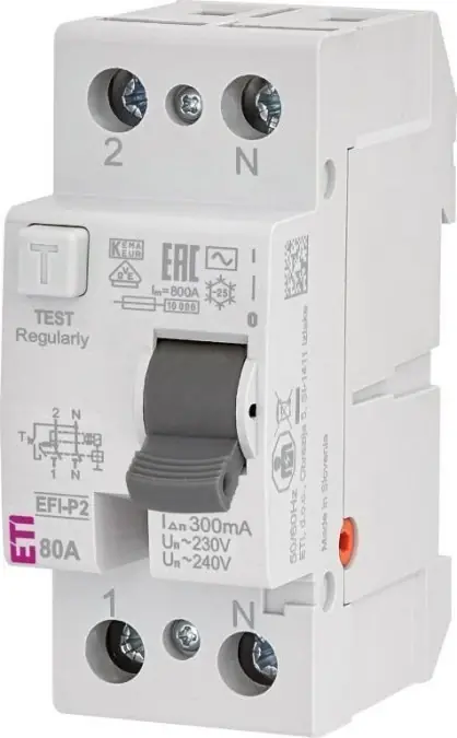 Wyłącznik różnicowoprądowy 2P 80A 0,3A EFI‑P2 AC 80/0.3 002061234 Bestseller