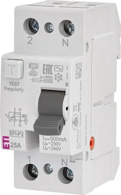 Niska cena Wyłącznik różnicowoprądowy 2P 25A 0,5A typ AC EFI‑P2 AC 25/0.5 002061241
